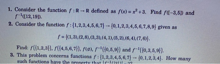 Solved 1. Consider the function f :R-R defined as f(x) = x² | Chegg.com
