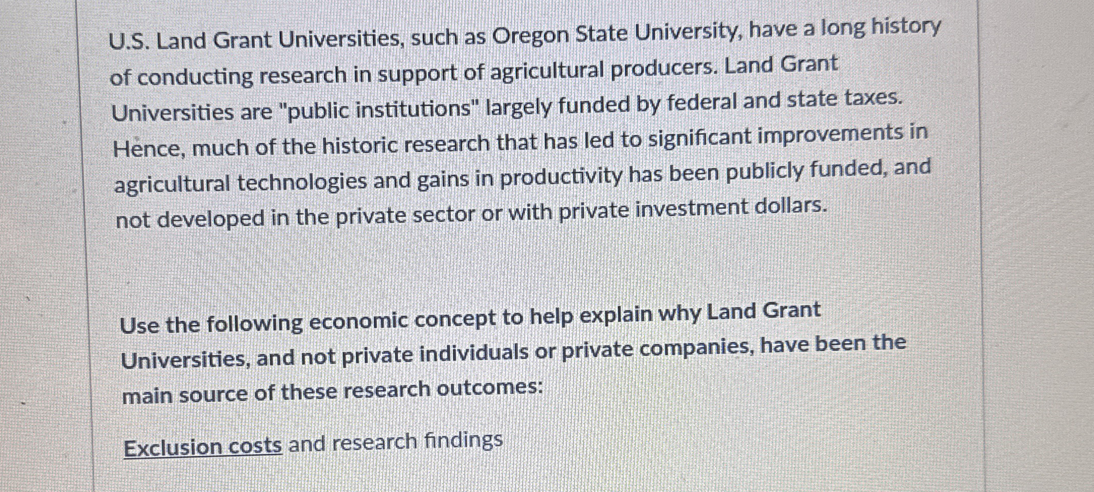 Solved U.S. ﻿Land Grant Universities, such as Oregon State | Chegg.com