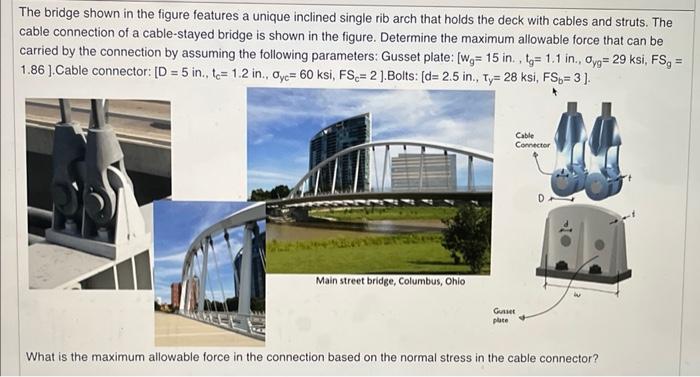 Solved The bridge shown in the figure features a unique | Chegg.com