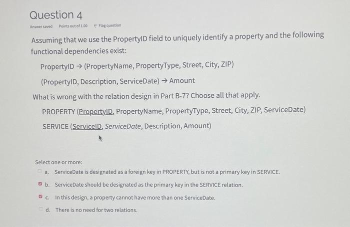 Solved Question 4 Answer Saved Points Out Of 1.00 Flag | Chegg.com