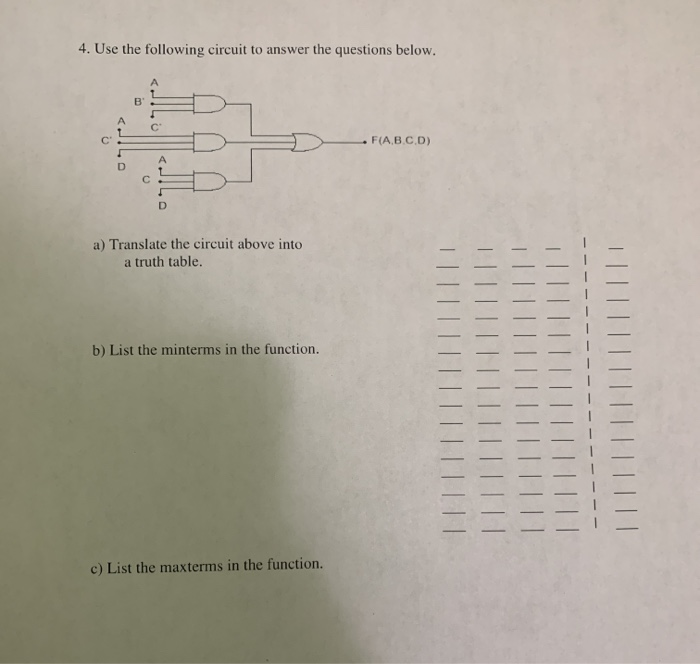 Solved 4. Use the following circuit to answer the questions | Chegg.com