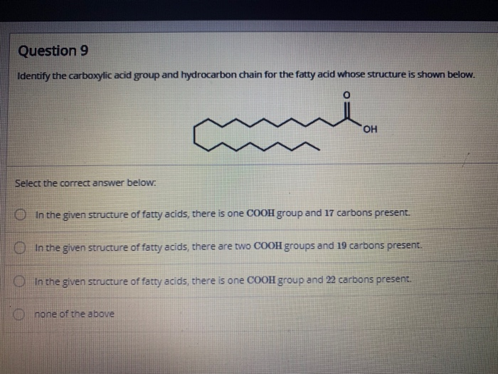 Solved Question 9 Identify the carboxylic acid group and