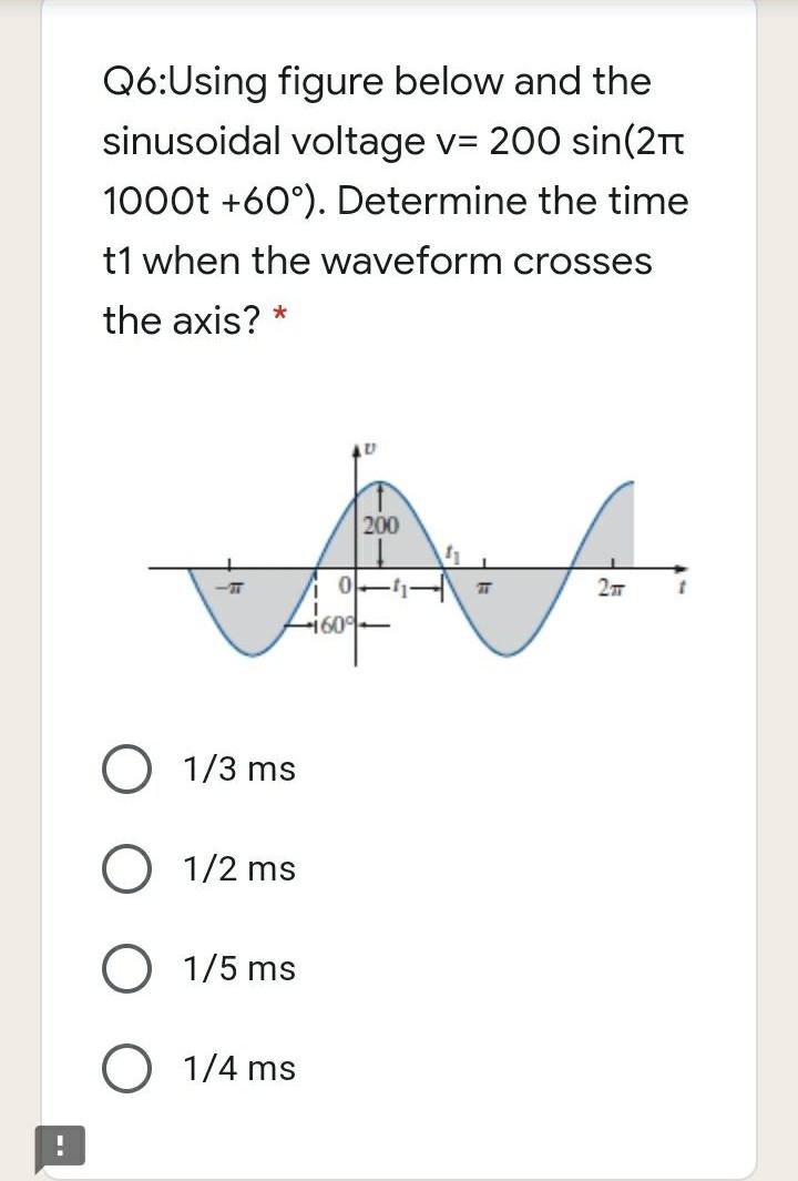 Solved Q6:Using figure below and the sinusoidal voltage v= | Chegg.com