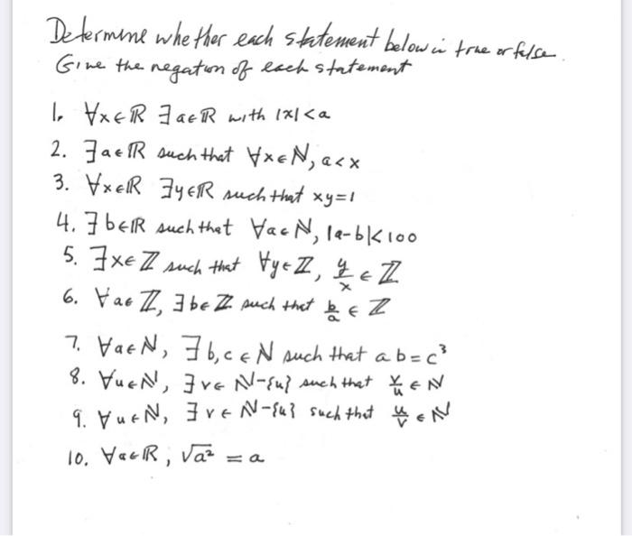 Solved Determine Whether Each Statement Below Is True Or Chegg Com