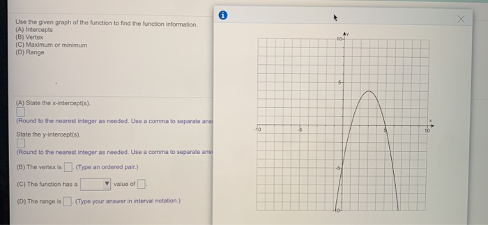 Solved Use the given graph of the function to find the | Chegg.com