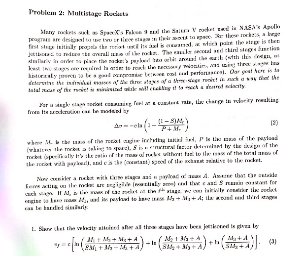 Problem 2: Multistage Rockets Nany rockets such as | Chegg.com