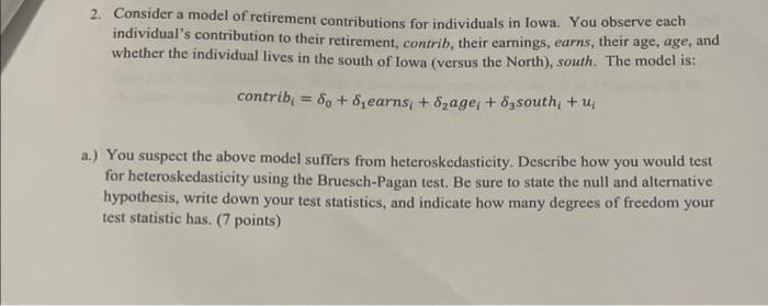 Solved 1. Suppose We Estimated The Following Linear | Chegg.com