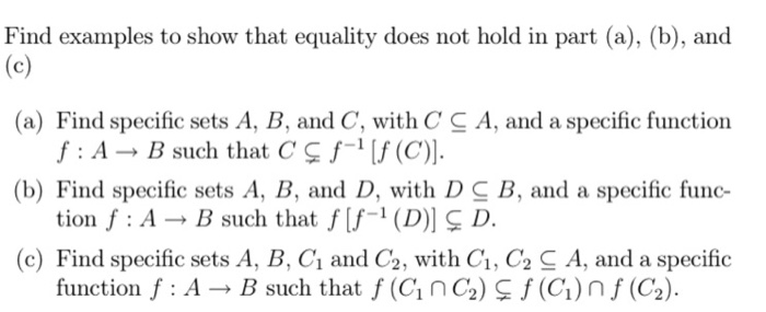 Solved Find Examples To Show That Equality Does Not Hold Chegg Com