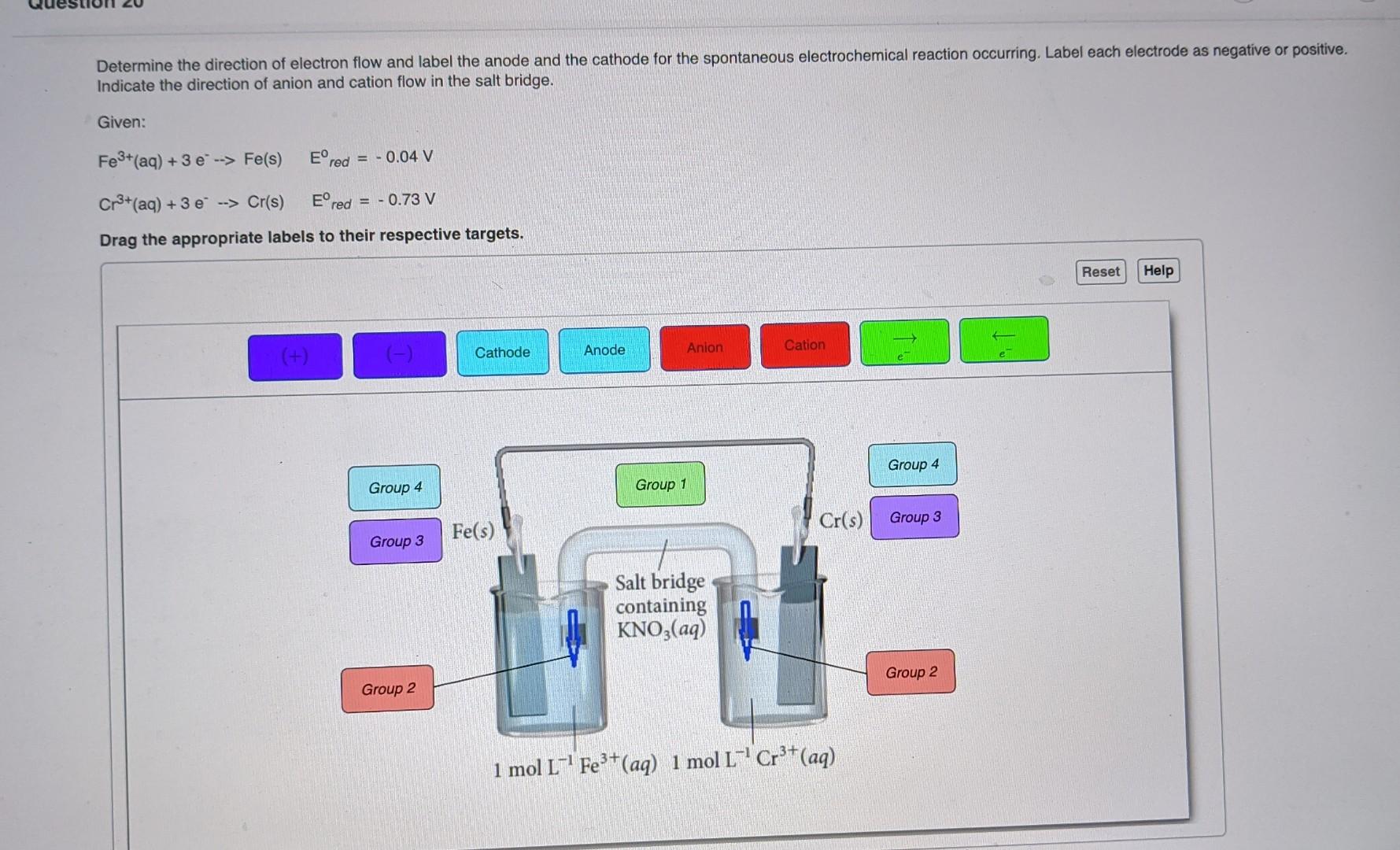 Solved Determine the direction of electron flow and label | Chegg.com