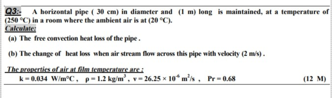 Solved Q3:- A horizontal pipe ( 30 cm) in diameter and (1 m) | Chegg.com