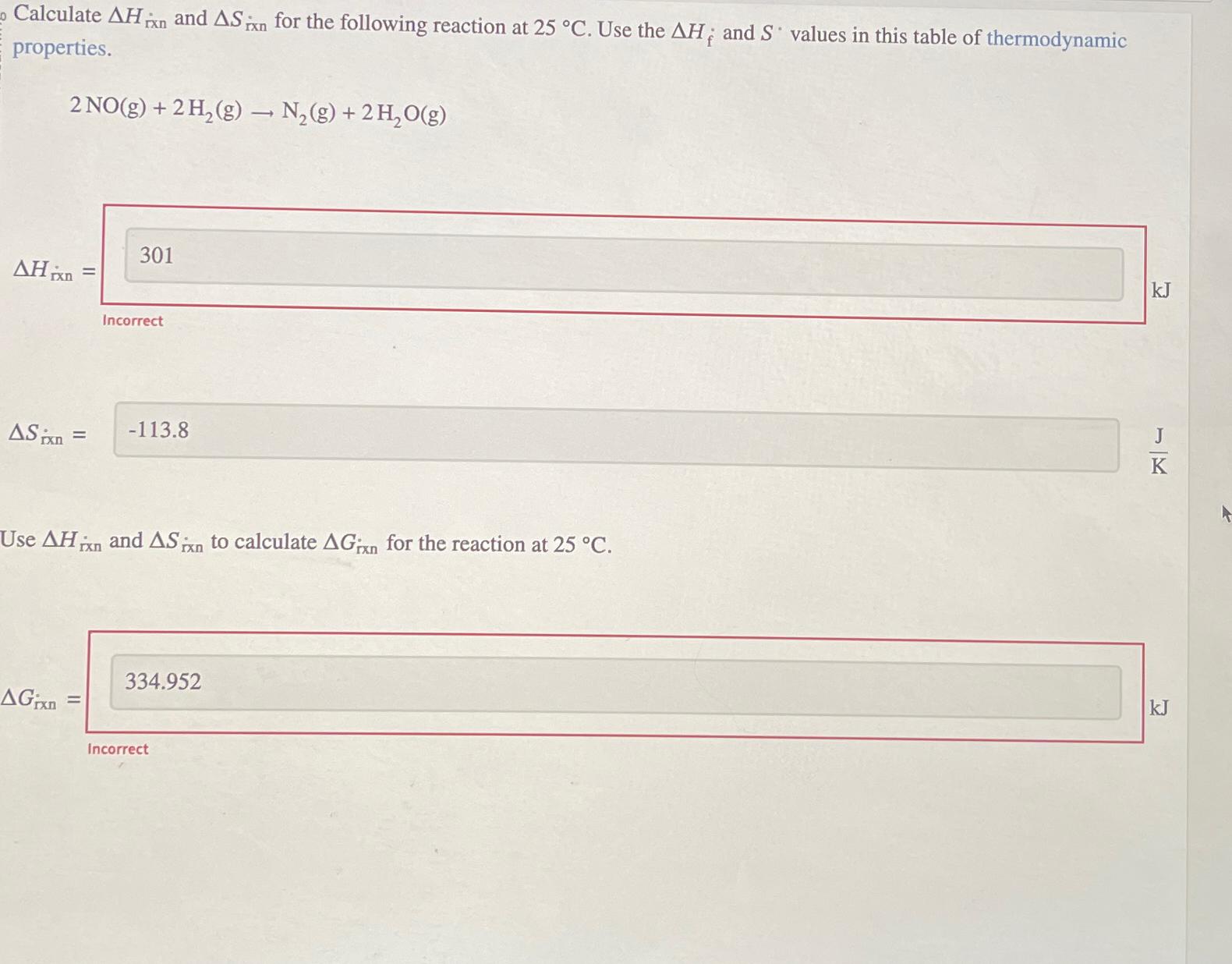 Solved Calculate ΔHrxn ﻿and ΔSrxn ﻿for the following | Chegg.com
