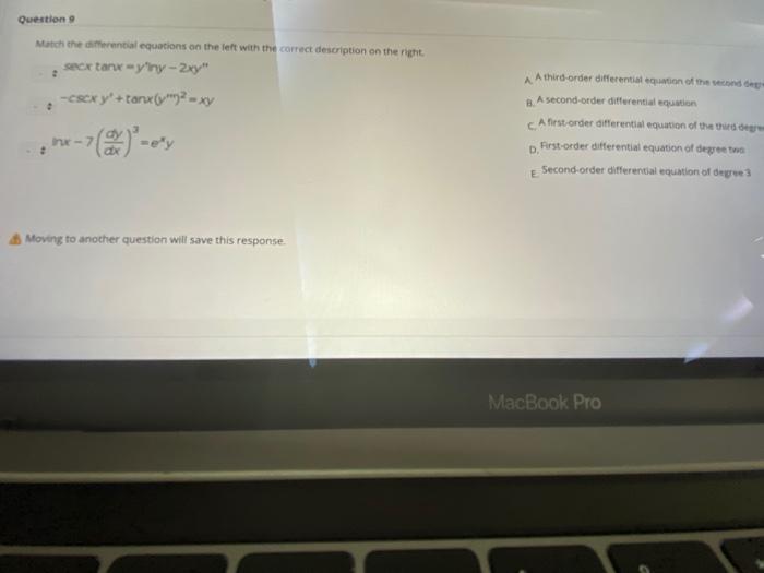 Solved Question Match the differential equations on the left | Chegg.com