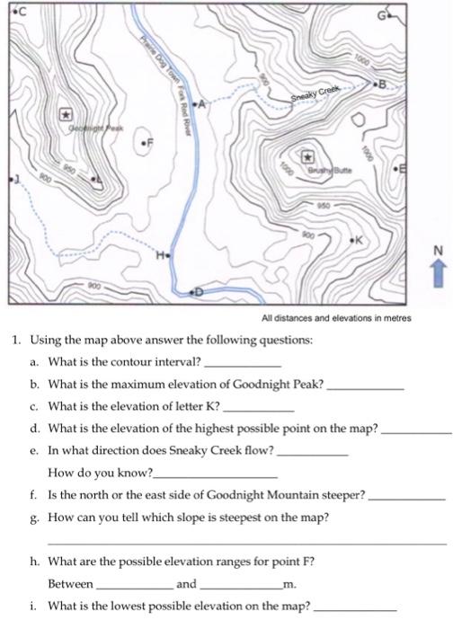 Solved 1. Using the map above answer the following | Chegg.com