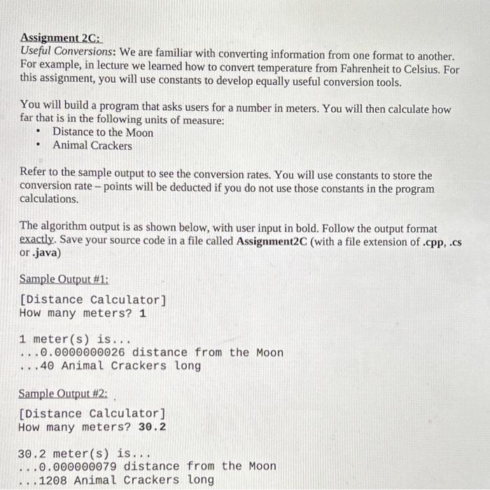 Solved Assignment 2C: Useful Conversions: We are familiar | Chegg.com