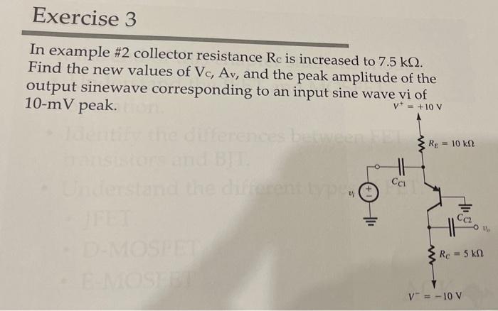 Solved . Exercise 1 We wish to analyze the transistor | Chegg.com