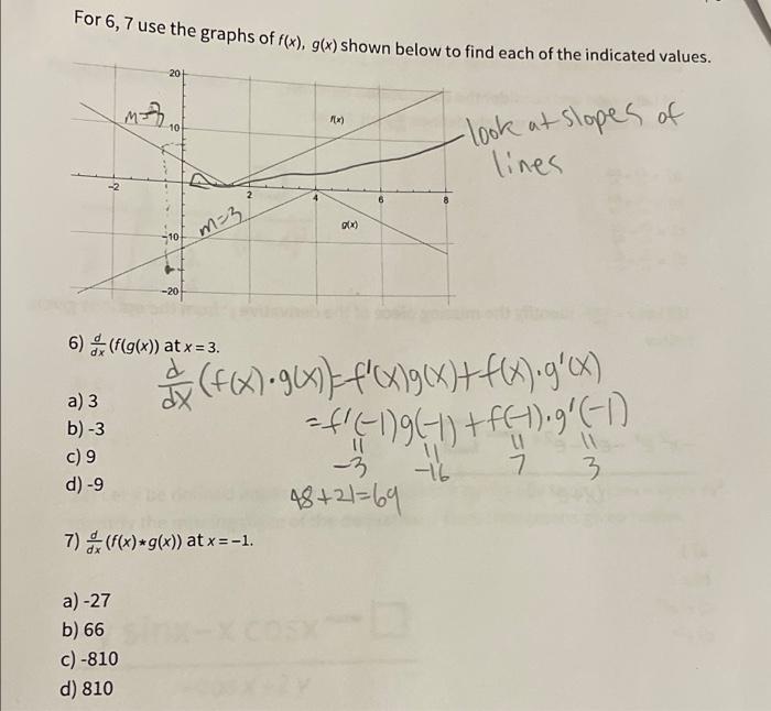 Solved For 6, 7 use the graphs of f(x), g() shown below to | Chegg.com