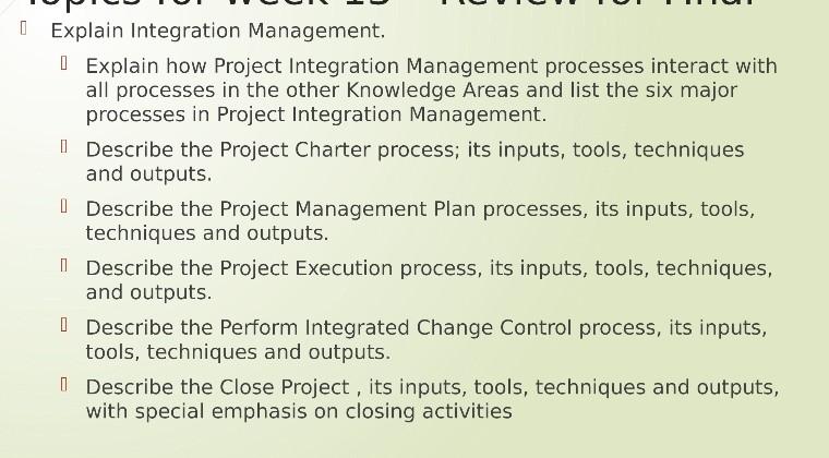 Solved Explain Integration Management. [ Explain how Project | Chegg.com