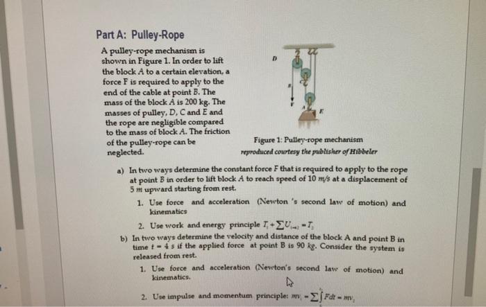 Solved Part A: Pulley-Rope A pulley-rope mechanism is shown | Chegg.com