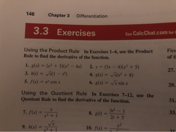 Solved 146 Chapter 3 Differentiation 3.3 Exercises See | Chegg.com