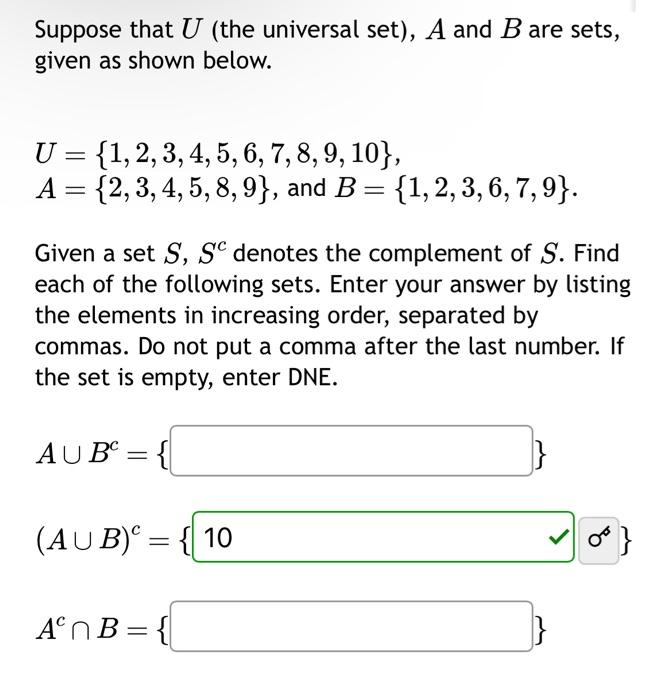 Solved Suppose That U (the Universal Set), A And B Are Sets, | Chegg.com