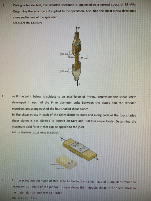 During A Tensile Test The Wooden Specimen Is Chegg 