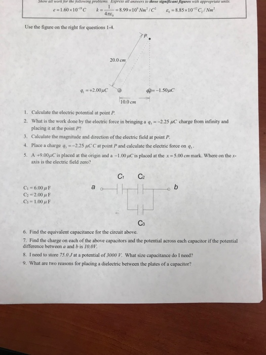 Solved Show all work for the following problems. Express all | Chegg.com