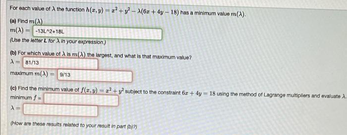 Solved For each value of λ the function | Chegg.com