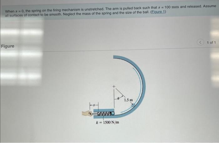 Solved When s=0, the spring on the firing mechanism is | Chegg.com