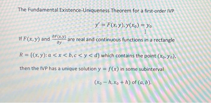 Solved Use The Fundamental Existence And Uniqueness Theorem | Chegg.com