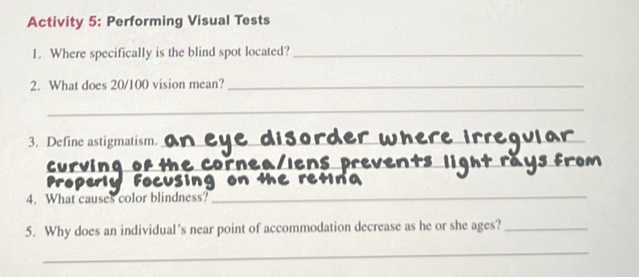 Solved activity 5 performing visual testswhere specifically chegg