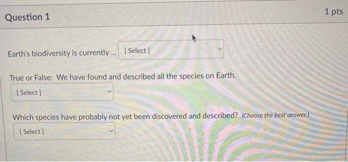 Solved Question 1 Earth's Biodiversity Is Currently... | Chegg.com