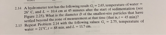 Solved 2.14 A hydrometer test has the following result: G, = | Chegg.com