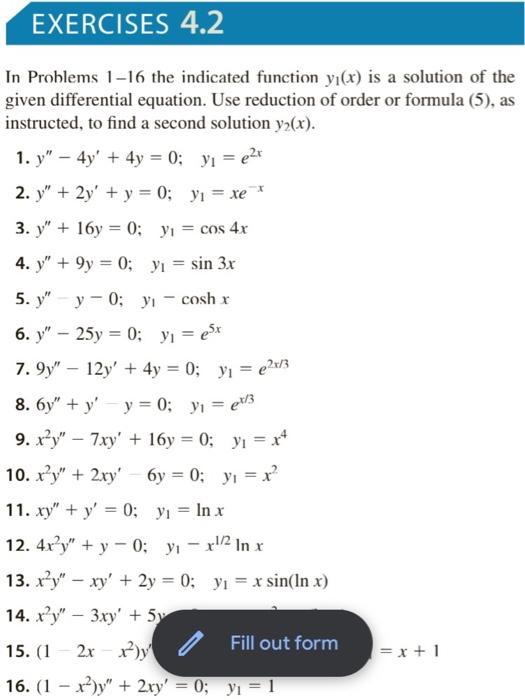 Solved Exercises 4 2 In Problems 1 16 The Indicated Function