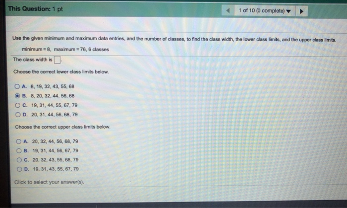 Solved This Question: 1 pt 1 of 10 (0 complete) Use the | Chegg.com