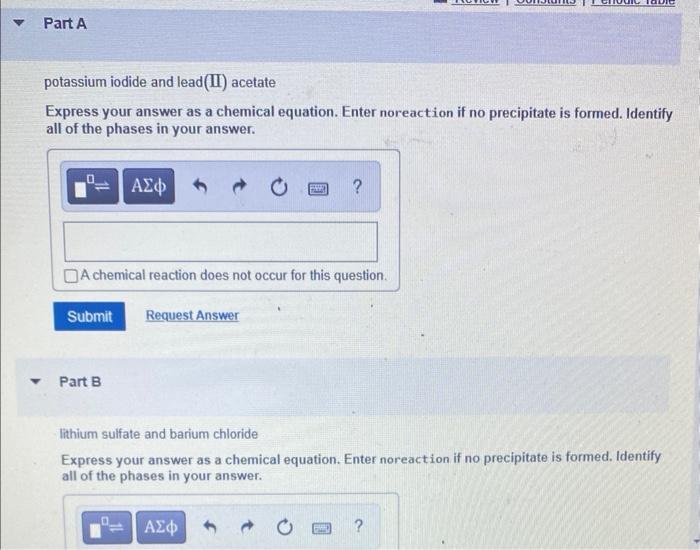 [Solved] enter a molecular equation for the precipitation r