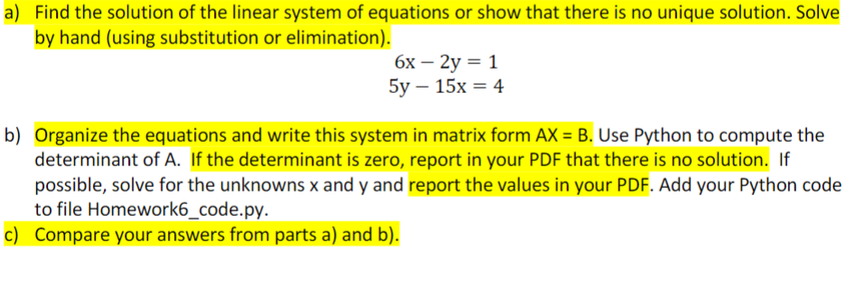 Solved Find the solution of the linear system of equations | Chegg.com