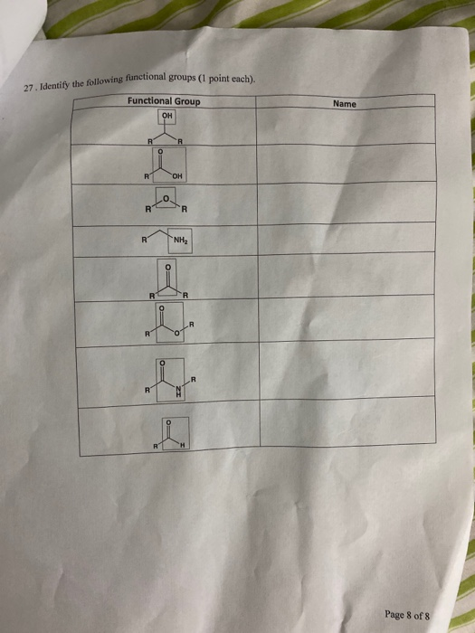 Solved 27. Identify the following functional groups (1 point | Chegg.com