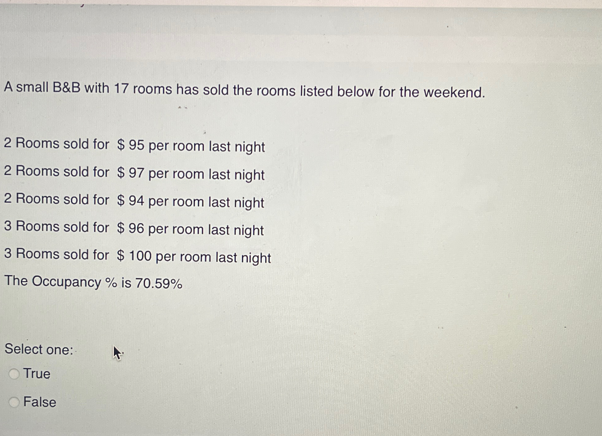 Solved A Small B&B With 17 ﻿rooms Has Sold The Rooms Listed | Chegg.com