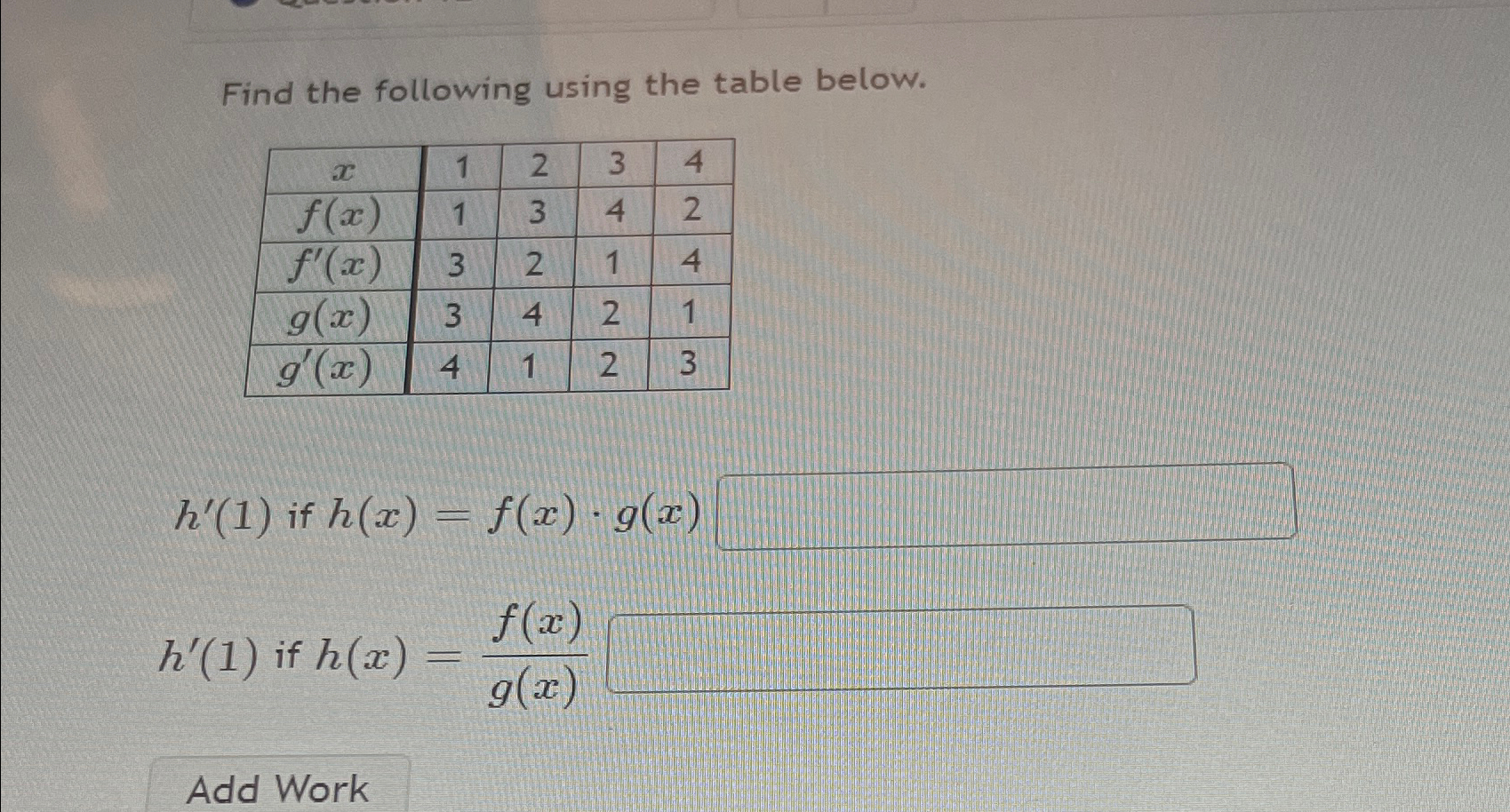 Solved Find the following using the table | Chegg.com