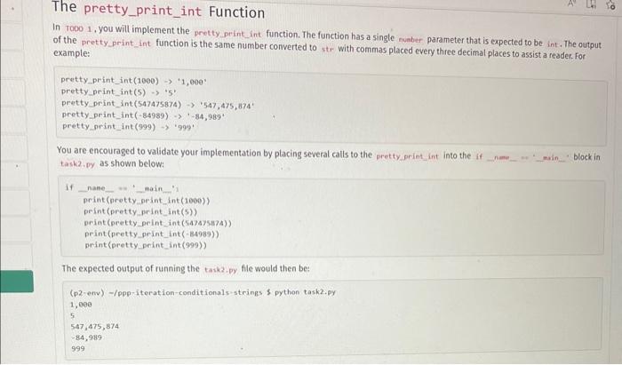 Solved In rooo 1, you will implement the pretty peint_int | Chegg.com