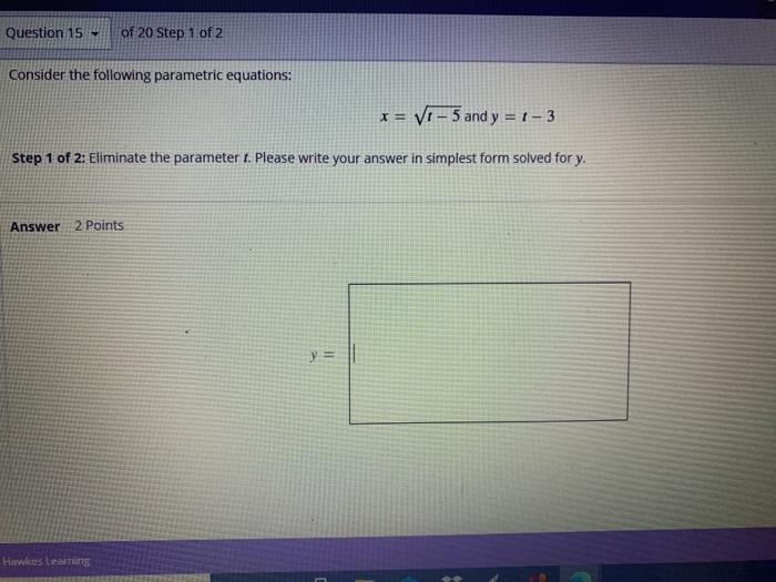 Solved Consider the following parametric equations : x = | Chegg.com