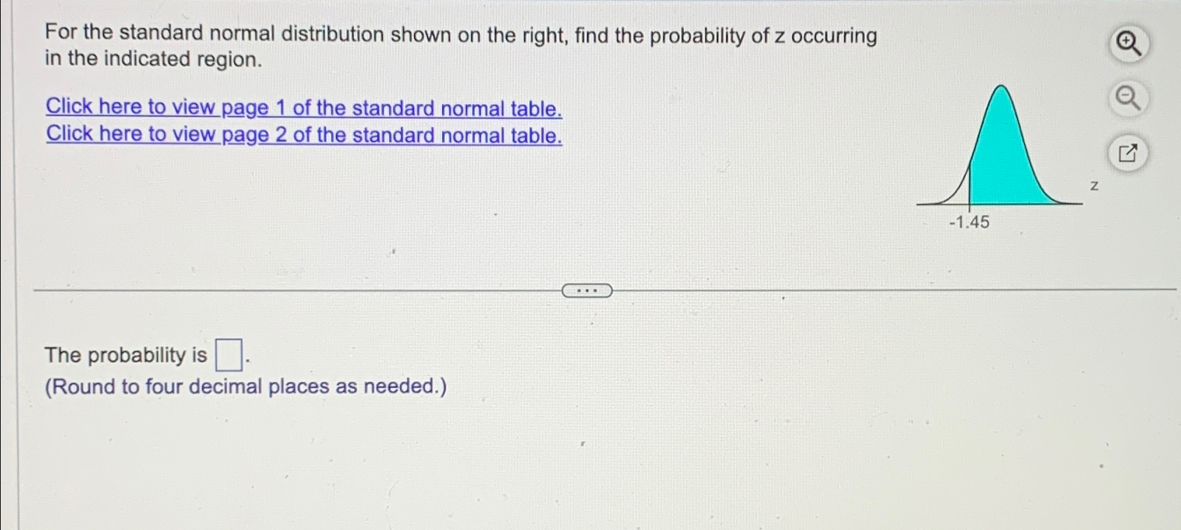 Solved For the standard normal distribution shown on the | Chegg.com