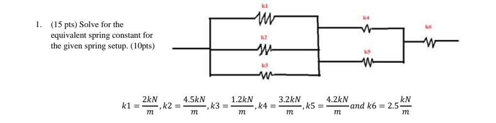 Equivalent Spring Model Solved 1. (15 pts) Solve for the equivalent spring constant | Chegg.com