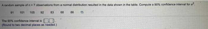 Solved A random sample of n = 7 observations from a normal | Chegg.com