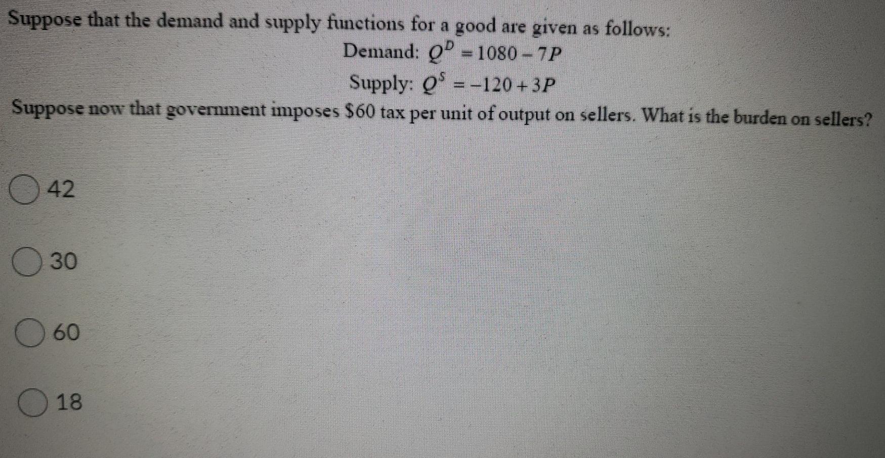 Solved Suppose that the demand and supply functions for a | Chegg.com
