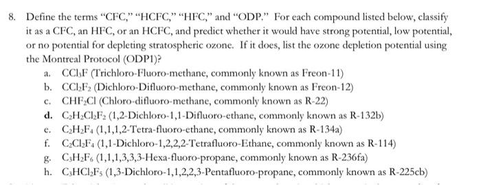 Solved 8. Define the terms 