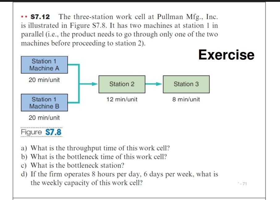 Solved The Three-station Work Cell At Pullman Mfg., Inc. Is | Chegg.com