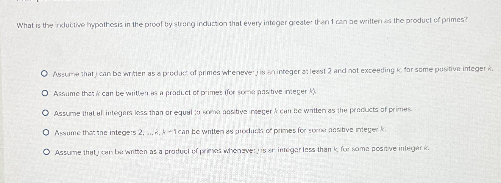 inductive hypothesis for strong induction