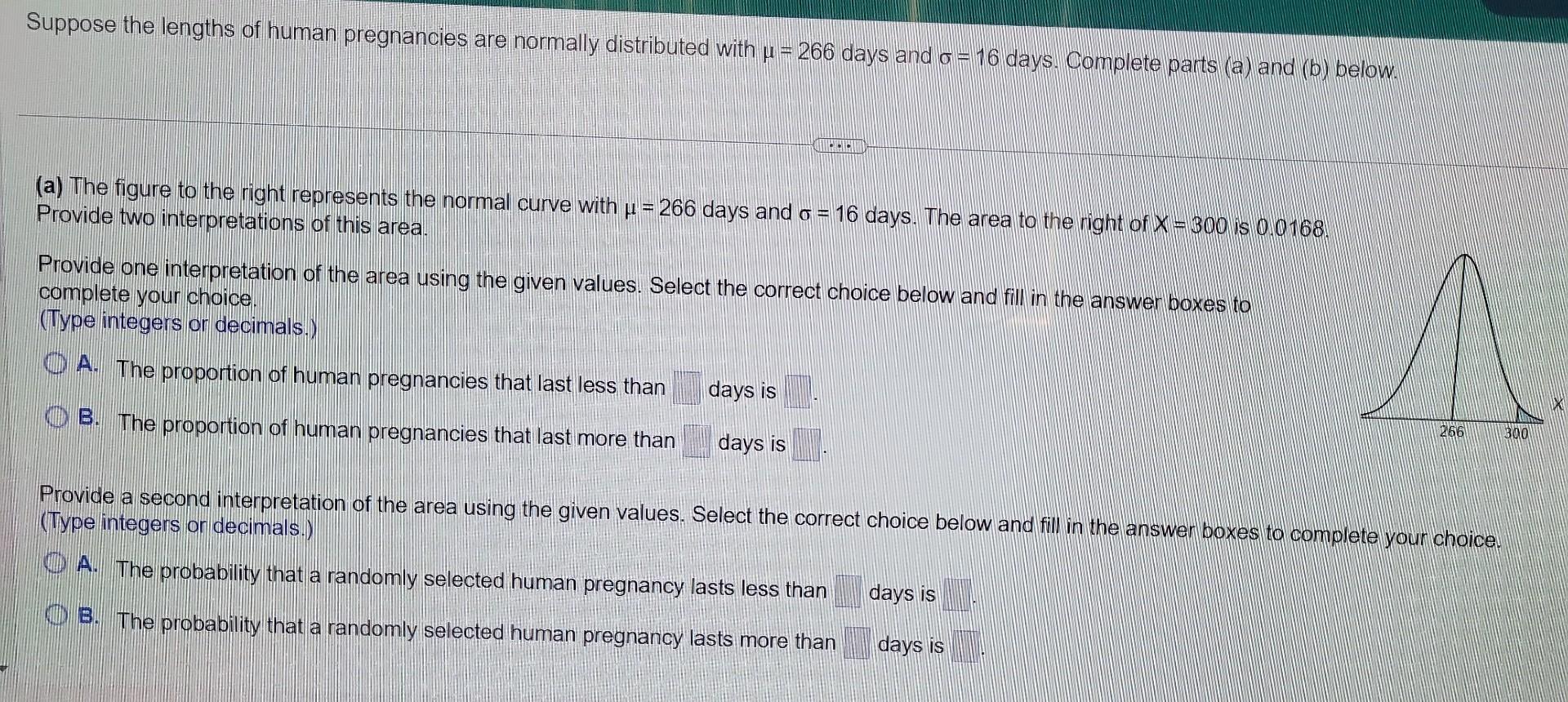 Solved Suppose The Lengths Of Human Pregnancies Are Normally | Chegg.com