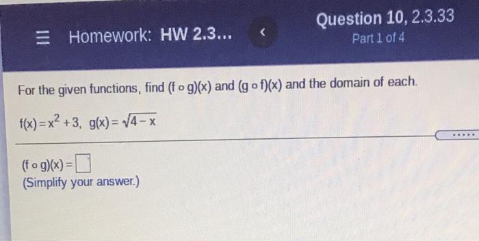 Solved Homework HW 2 3 Question 10 2 3 33 Part 1 Of 4 Chegg